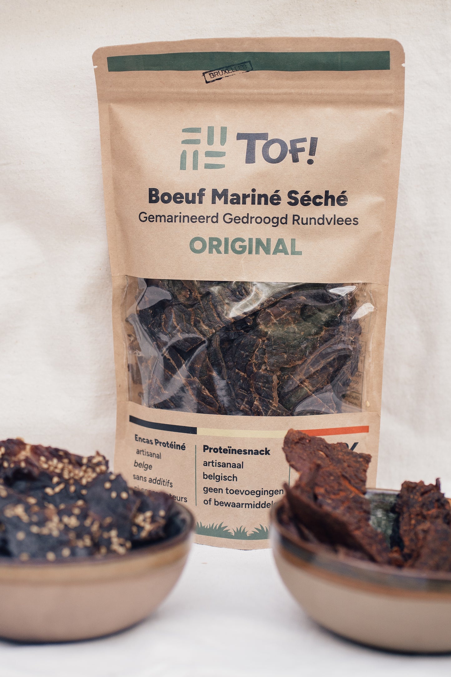 Emballage tof beef jerky belge boeuf séché mariné saveur original