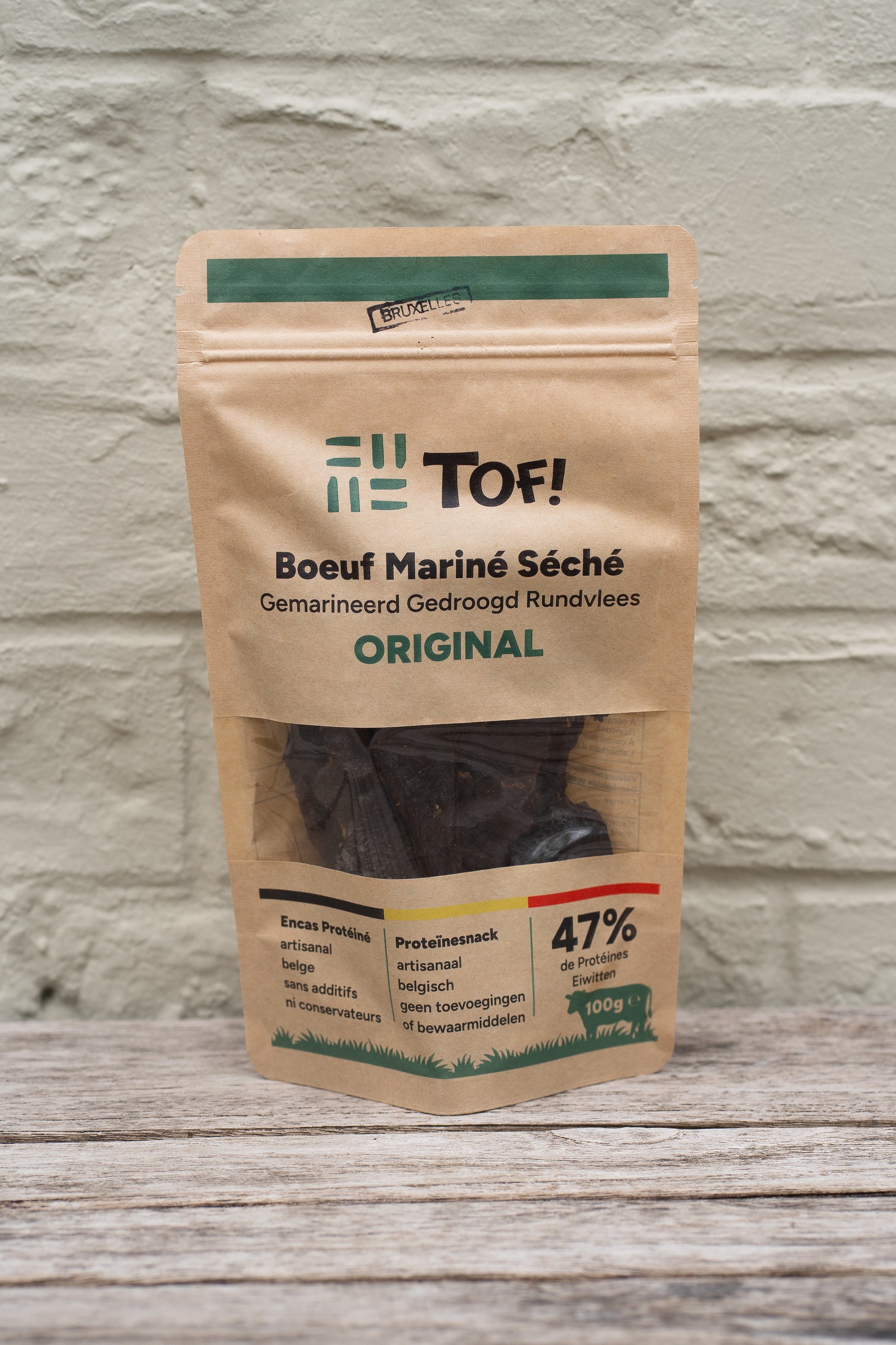 Emballage tof beef jerky belge boeuf séché mariné saveur original